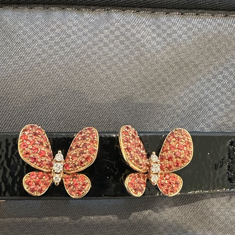 Stunning original Daniella Kronfle 18k rose gold butterfly earrings
